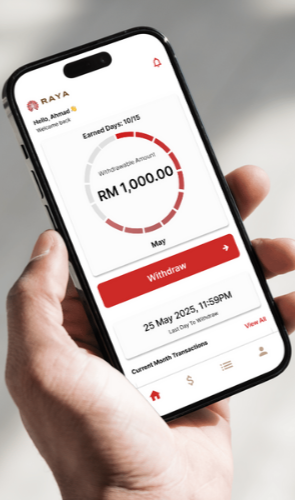Earned Wage Access RAYA App mockup for website